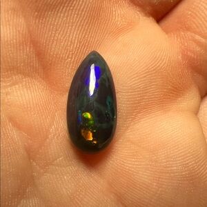 Large 18mm x 8mm Mystic Teardrop Black Opal Cabochon Loose Genstone